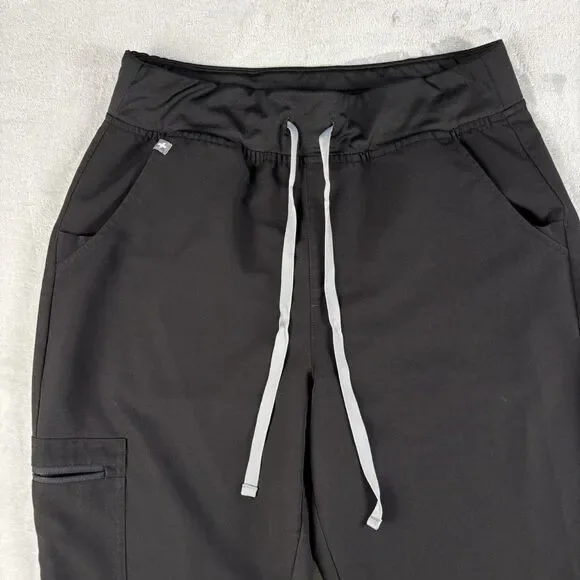 Figs Scrub Pants Womens M Zamora Jogger Petite Black Scrubs Bottom Medical Nurse - Picture 3 of 16